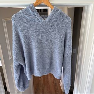 Ruby Moon Anthropologie Baby Blue Knit Pullover Sweater Hoodie (Size: M)